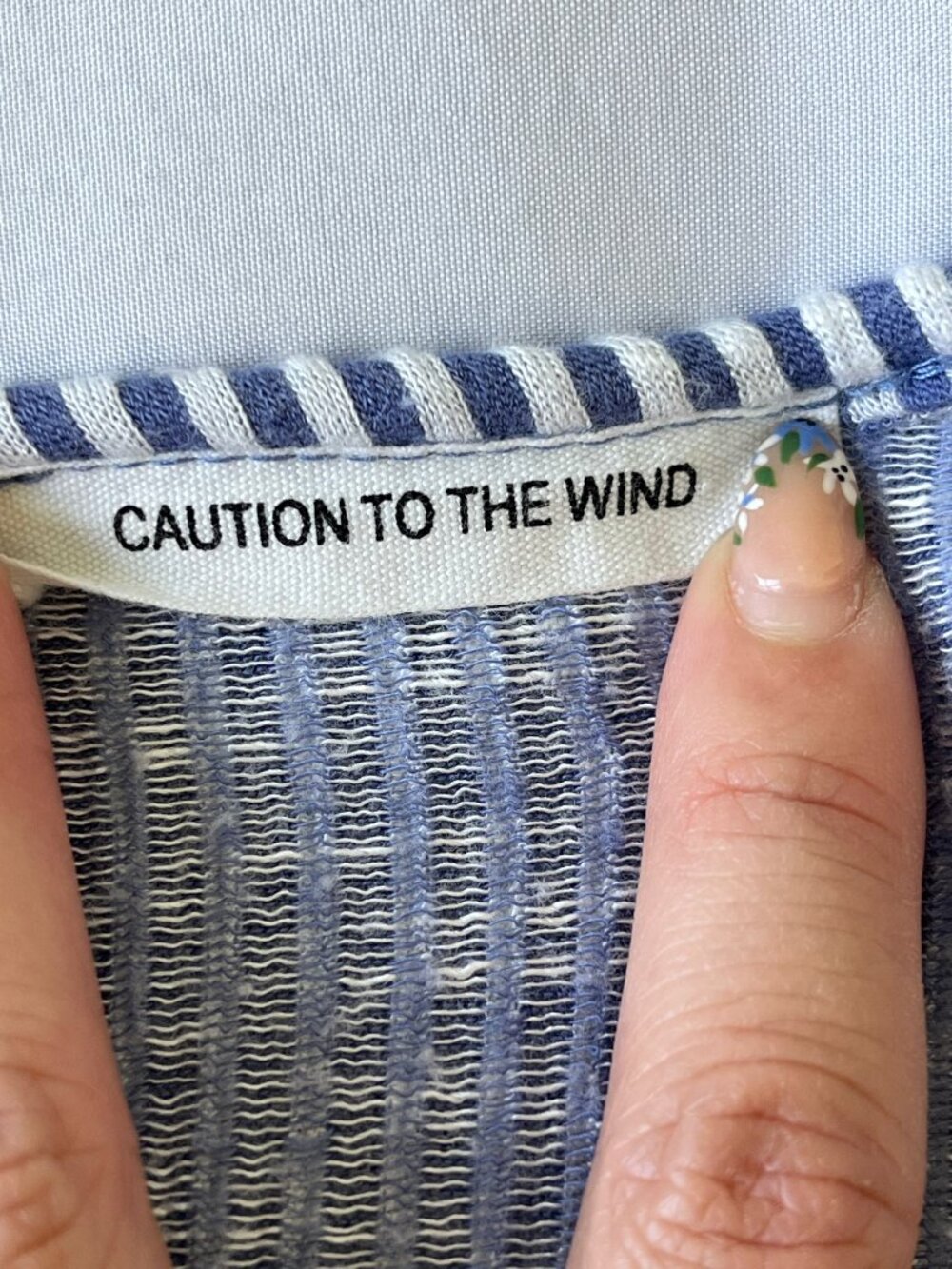 Caution to the Wind Striped Peplum Top - V-Neck Side Tie Blouse - Size S - Picture 9 of 9
